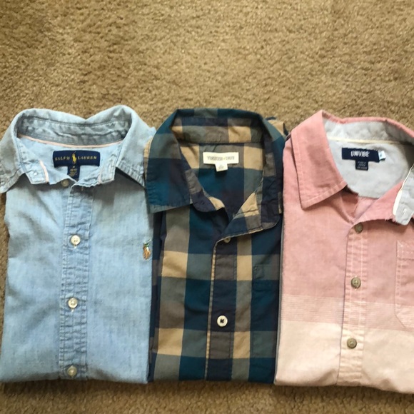 Three Boys Short Sleeve Button Down with Collar 10 / 12 - Picture 1 of 8